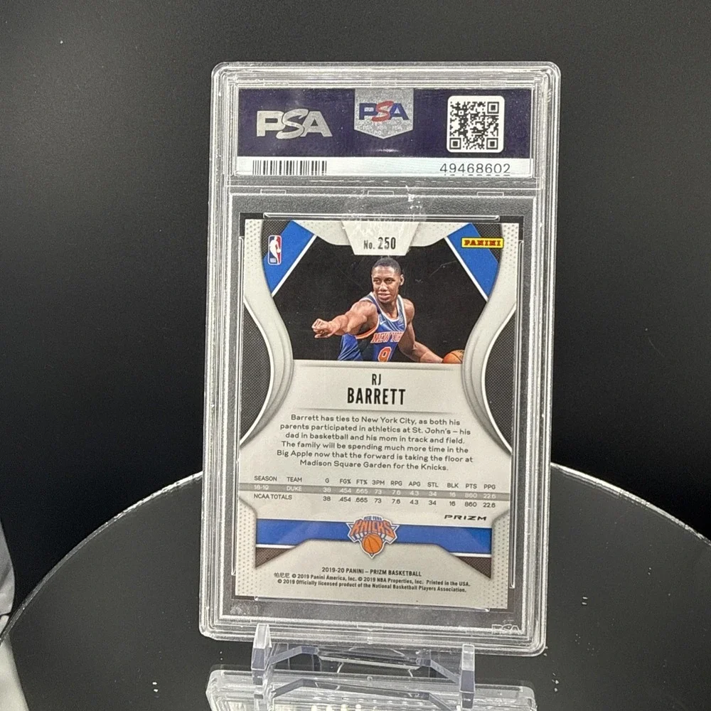 2020 Panini Red White Blue Prizm RJ BARRETT RC Rookie Basketball Card PSA 8